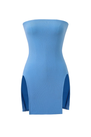 Sexy Cartoon Tencel Rib Mini Dress Baby Blue