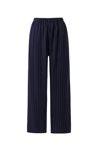 Tencel Stripe Lazy Pants Navy