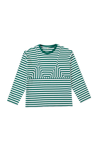 Bikini Bod Cotton Stripe Long Sleeve Tee Green/White