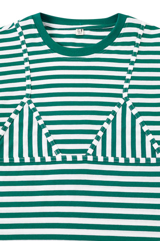 Bikini Bod Cotton Stripe Long Sleeve Tee Green/White