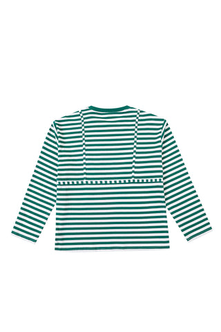 Bikini Bod Cotton Stripe Long Sleeve Tee Green/White