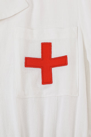 Soft Linen Mini Nurse Dress White