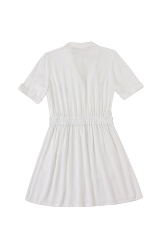 Soft Linen Mini Nurse Dress White
