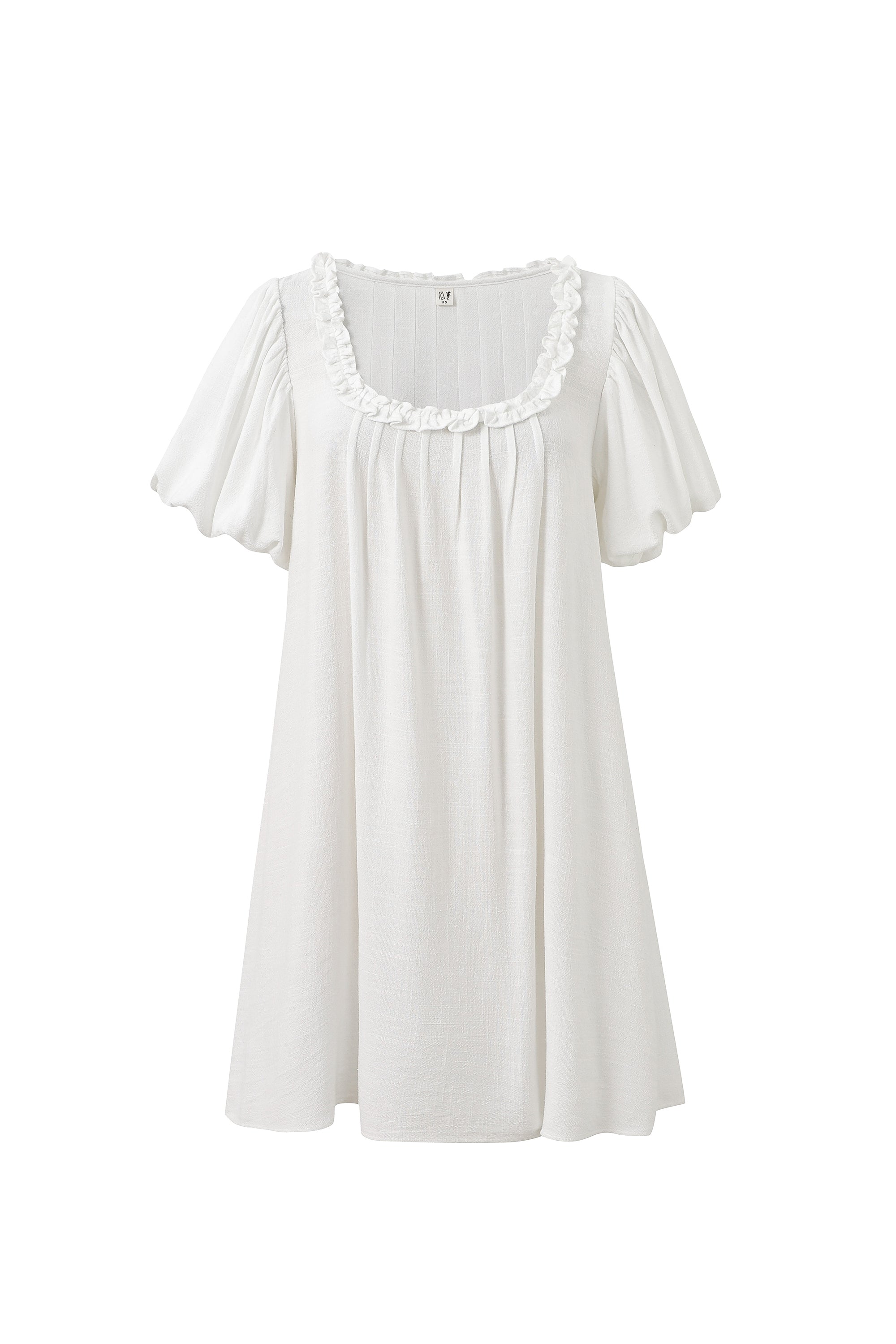 Soft Linen Babydoll Mini Dress White 4X / White Soft Linen Babydoll Mini Dress White 4X / White