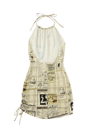Cinch Tie Halter Dress Soft Linen Yellow Pages