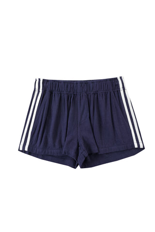 Sporty Linen Mid Rise Shorts Navy
