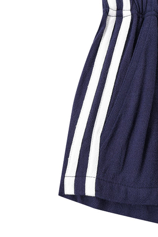 Sporty Linen Mid Rise Shorts Navy