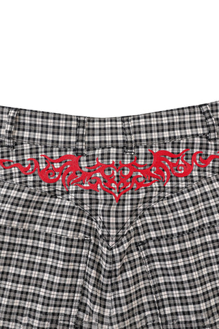 Winged Heart Tramp Stamp Pants Black Check