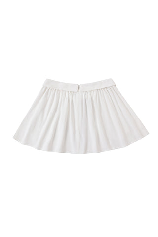 Business Tie Mini Skirt Linen White