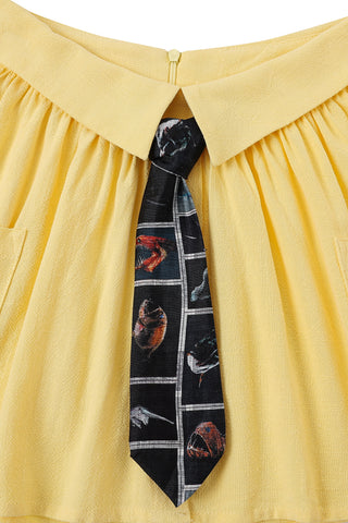 Business Tie Mini Skirt Linen Yellow