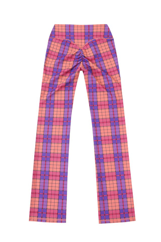 Scrunch Yoga Pants Purple Plaid