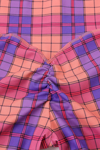 Scrunch Yoga Pants Purple Plaid