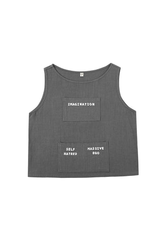Soft Linen Artist's Toolbox Shift Tank Gray