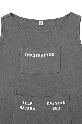 Soft Linen Artist's Toolbox Shift Tank Gray