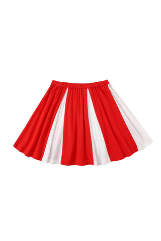 Soft Linen Cheer Skirt Red/White