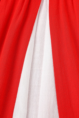 Soft Linen Cheer Skirt Red/White