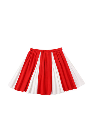 Soft Linen Cheer Skirt Red/White