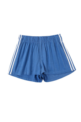 Sporty Linen Mid Rise Shorts Blueberry