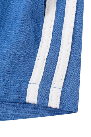 Sporty Linen Mid Rise Shorts Blueberry