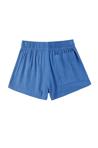Sporty Linen Mid Rise Shorts Blueberry