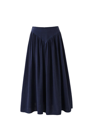 Park Skirt Soft Linen Navy Sporty