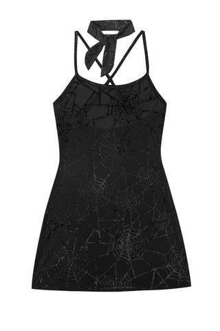 Black Widow Mesh Mini Dress With Scarf