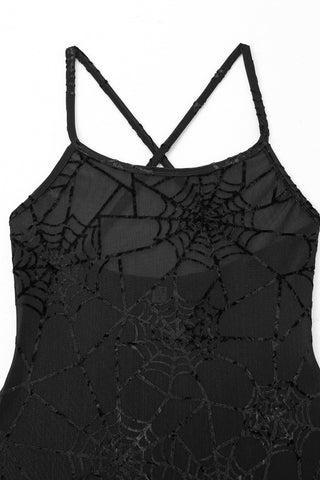 Black Widow Mesh Mini Dress With Scarf