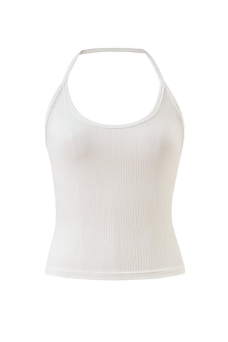 Tencel Rib Halter Top White