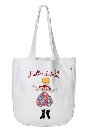 Hello World Tote Cream