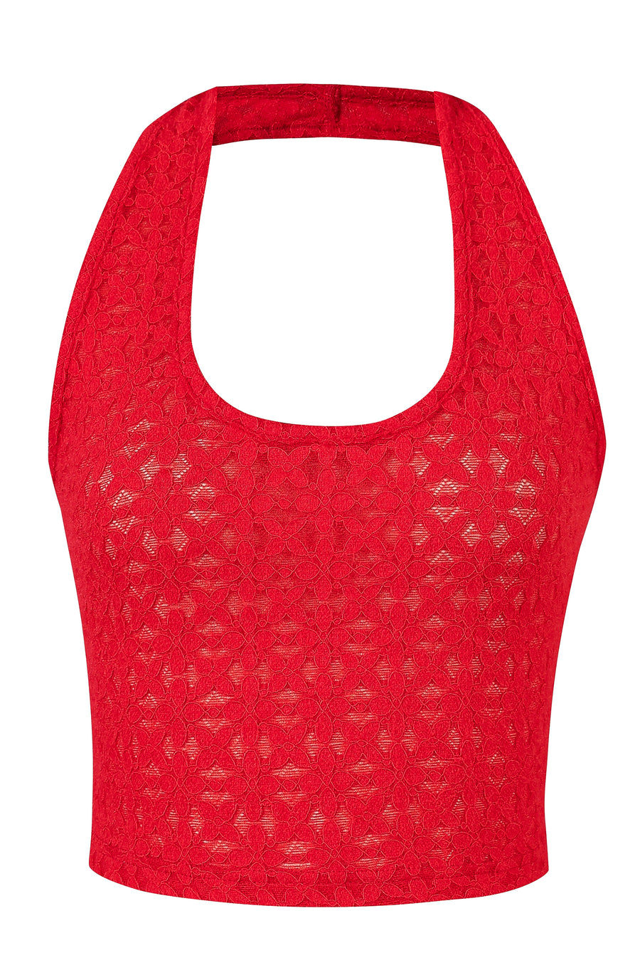 Red Lace Halter Top
