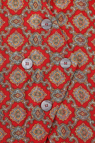 Quad Button Soft Linen Shirt Fancy Red Couch