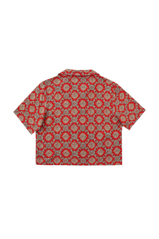 Quad Button Soft Linen Shirt Fancy Red Couch