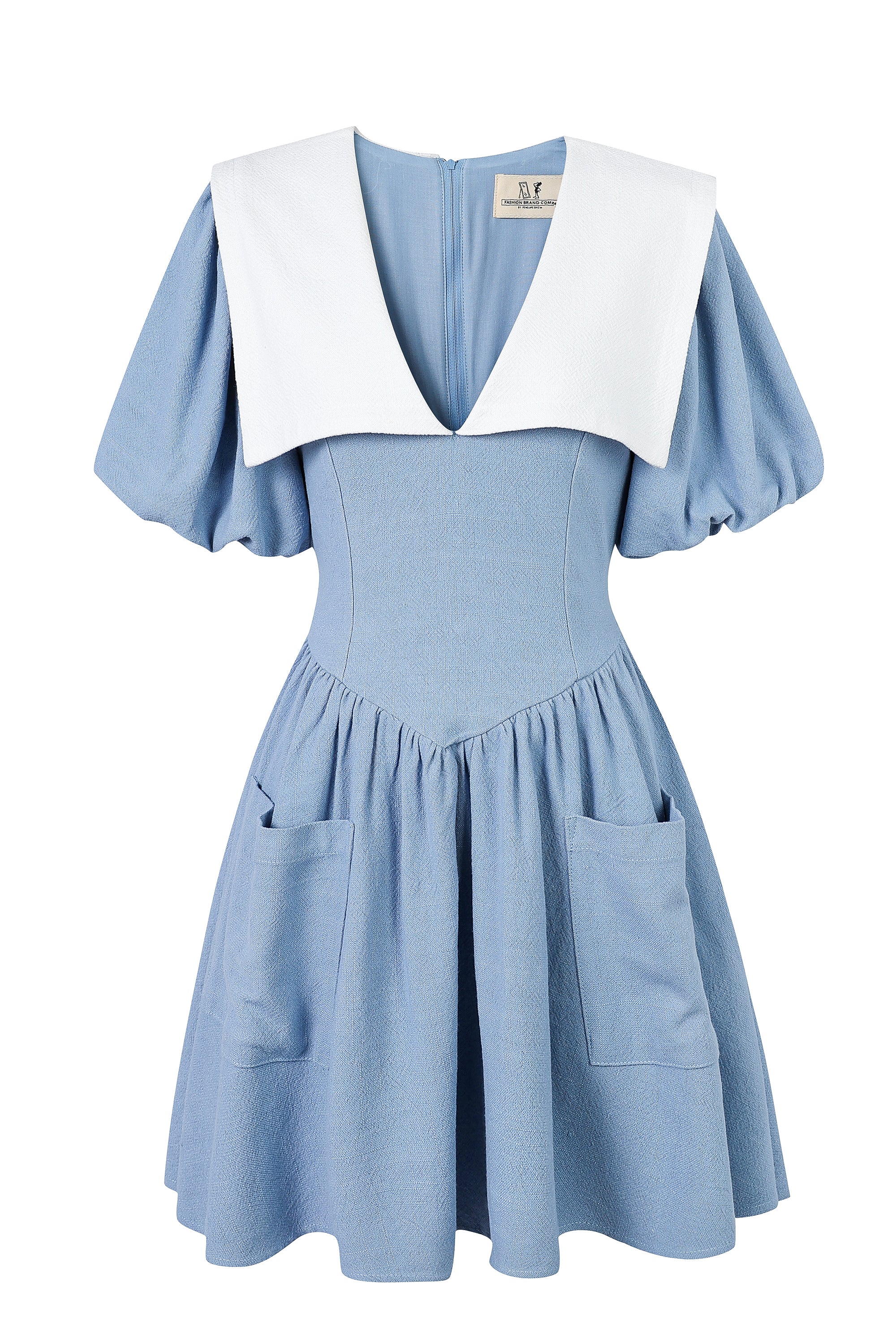 Puritan Thick Linen Mini Dress Blue Puritan Thick Linen Mini Dress Blue