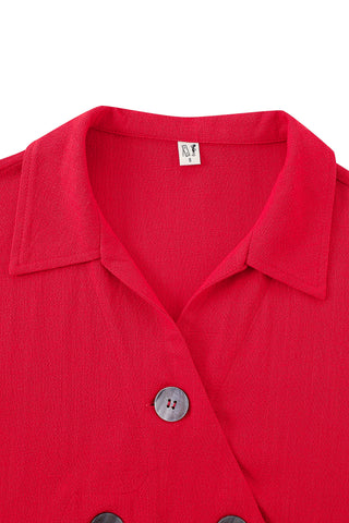 Quad Button Soft Linen Shirt Red