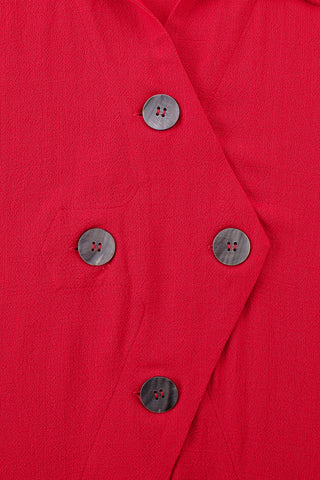 Quad Button Soft Linen Shirt Red