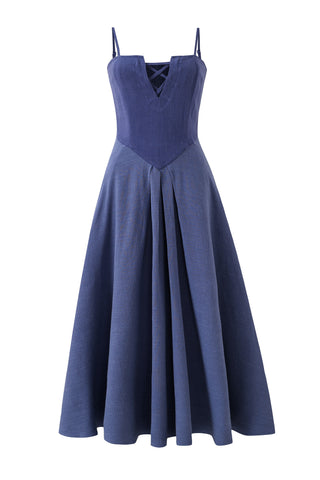 Human Ursula Soft Linen Maxi Dress Blue