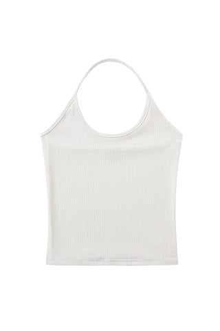 Tencel Rib Halter Top White