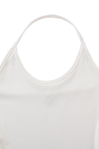 Tencel Rib Halter Top White