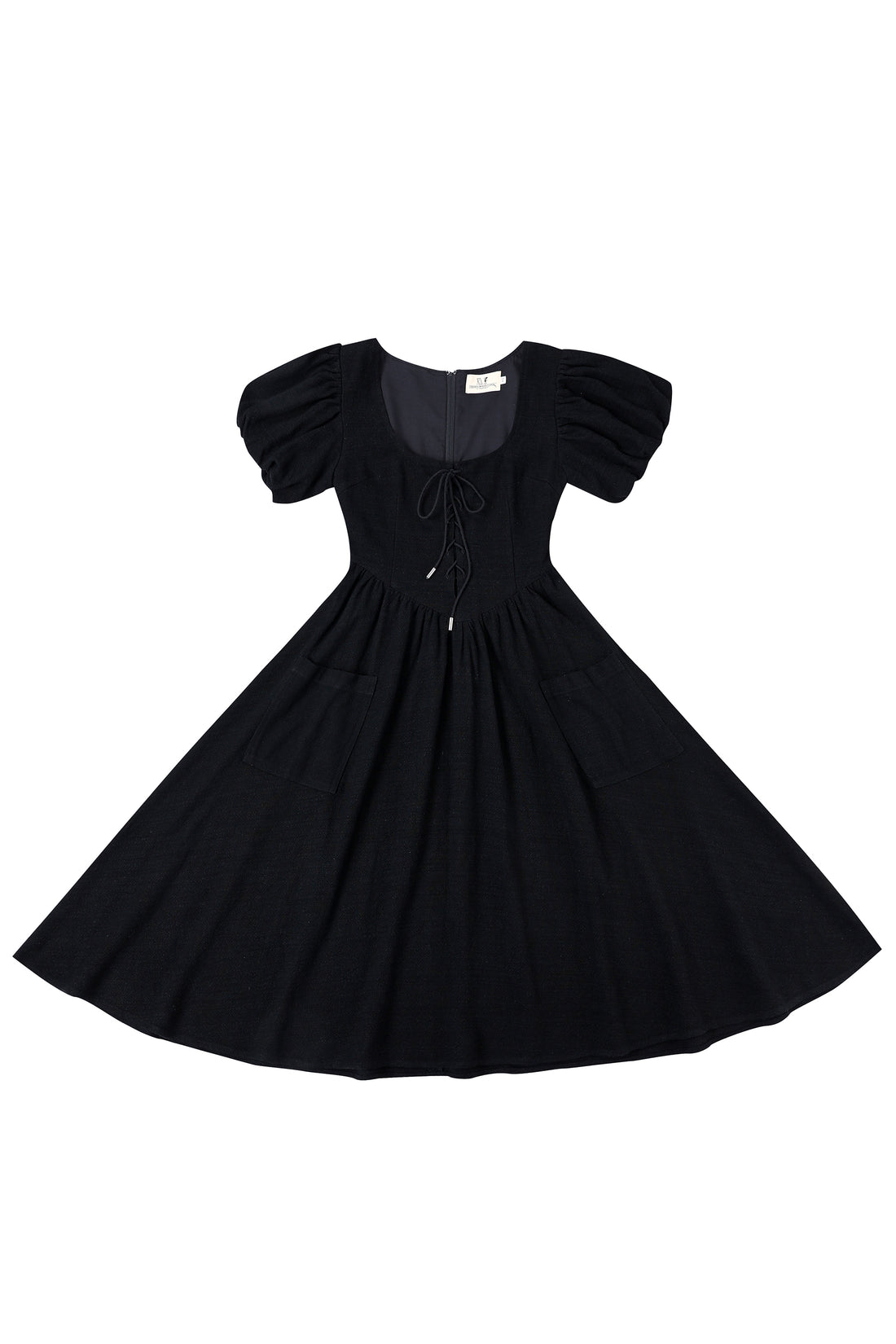 Puff Sleeve Farm Chores Dress Black