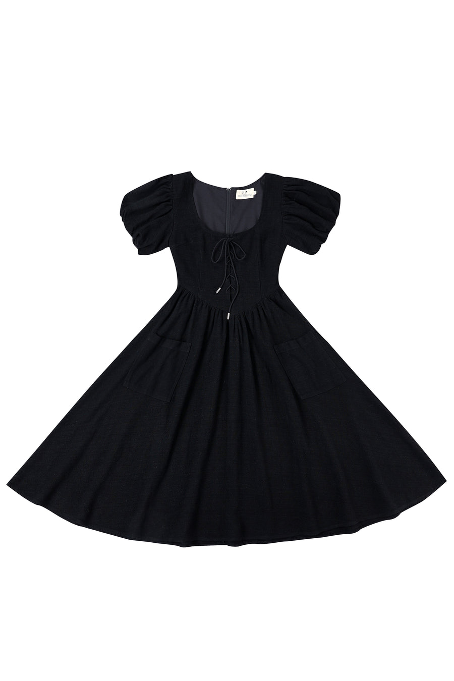 Puff Sleeve Farm Chores Dress Black