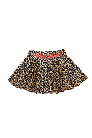 Tramp Stamp Mini Park Skirt Soft Linen Leopard