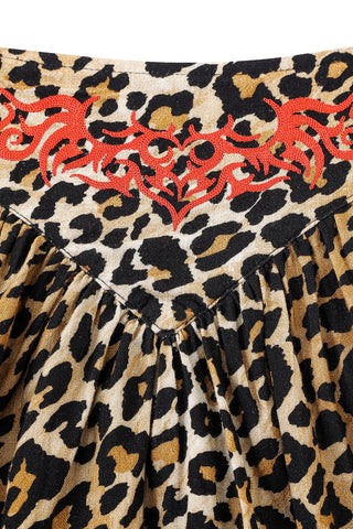 Tramp Stamp Mini Park Skirt Soft Linen Leopard