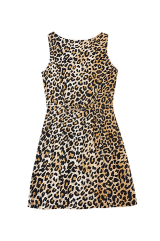 Unbuttoned Soft Linen Mini Dress Leopard