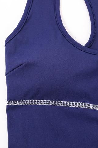 Scoop Contrast Seam Yoga Top Navy