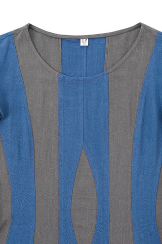 Bishop Sleeve Mini Dress Charcoal/Navy