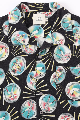 Unisex Baseballs Linen Button Up