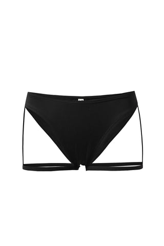Low Waist Garter Bikini Bottom Black