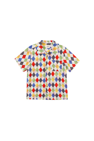 Unisex Harlequin Linen Button Up