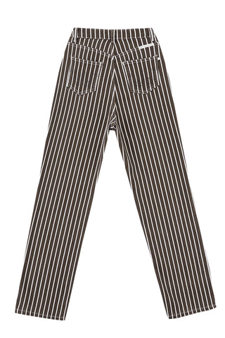 Brown Thick Stripe Railroad Jeans
