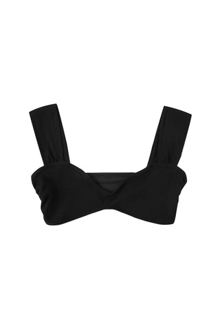 Sweetheart Tencel Rib Bra Top Black Rib